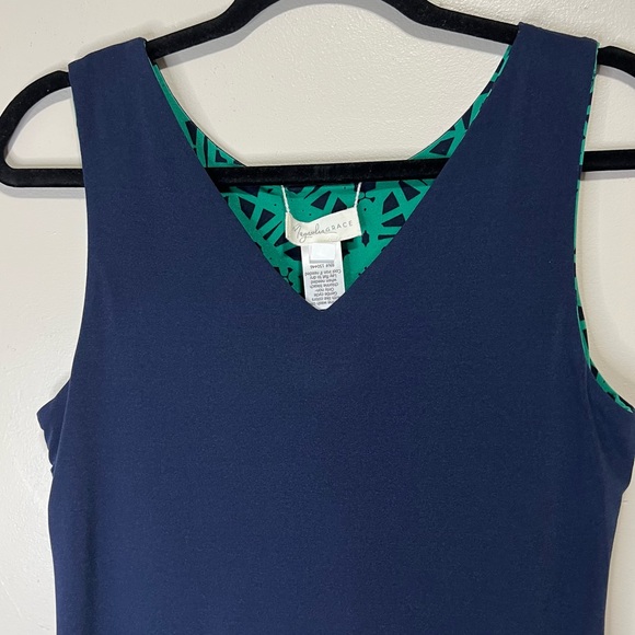 🛍️ Magnolia GRACE Shift Sleeveless Reversible Navy Blue/ Green Dress - Size S - Picture 7 of 14